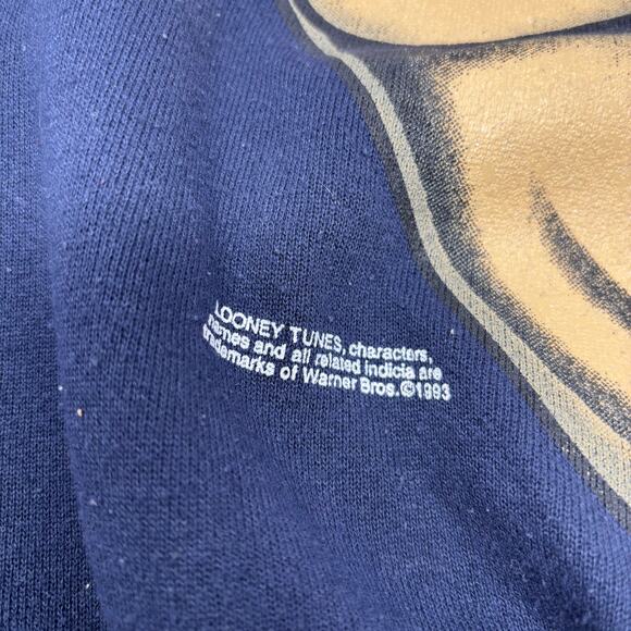 Vintage Trau & Loevner Medium Navy Blue Tazmanian Devil Pullover Graphic Sweater - Picture 3 of 6